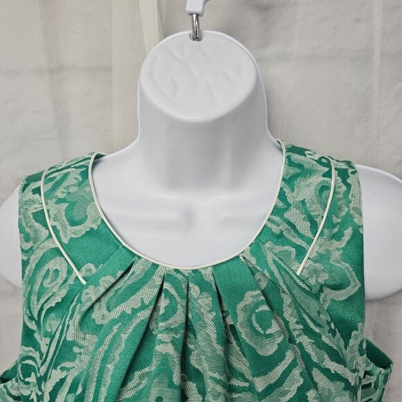 NWT Alex Marie Green Paisley Sleeveless Brocade Retro Knee Length Dress Size 6 - Picture 3 of 14